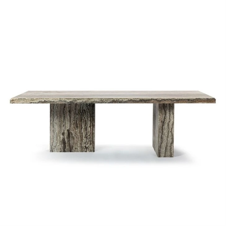 Rectangle Grey Travertine Table